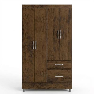 Guarda Roupa Solteiro Pequeno Ideal 4 Portas 2gavetas Imbuia