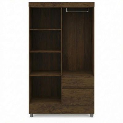 Guarda Roupa Solteiro Pequeno Ideal 4 Portas 2gavetas Imbuia