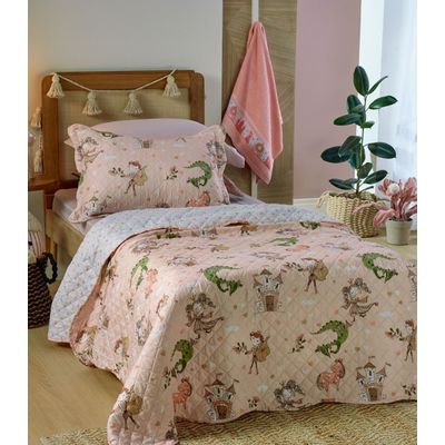 Kit Cobre Leito Casual Kids Casal Appel Rosa UN / Rosa