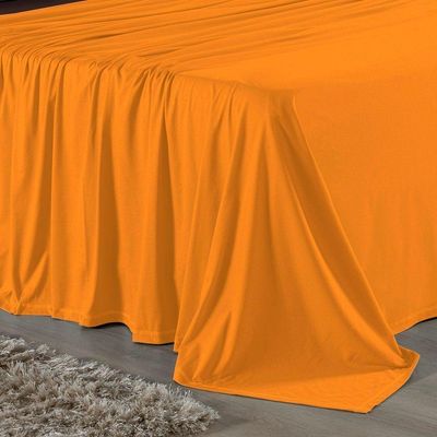 Jogo De Cama Queen Nobre 4 Peças Lençol Com Elástico De 30cm De Altura Malha 100% Algodão - Laranja / Marrom