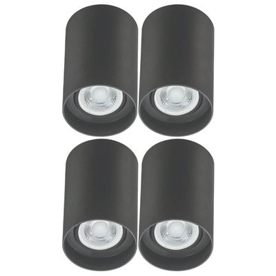 Kit 4 Spots Redondo Preto de Sobrepor Injetado Termoplástico Lâmpada Mr16 Alta Dital