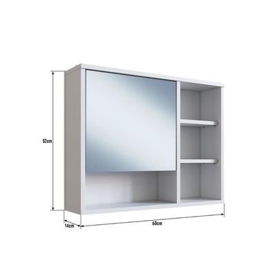 Armário Espelheira Para Banheiro 60cm Com 1 Porta Branco