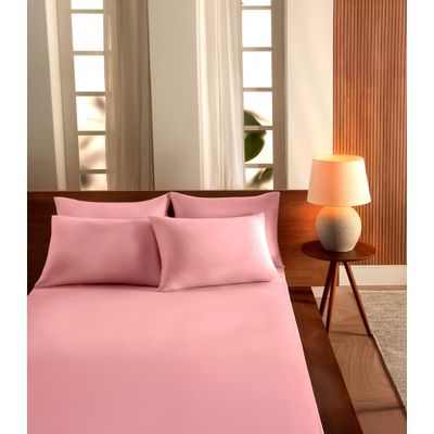 Jogo De Cama Queen Malha 3 Peças Liso Vivaldi Rosa UN / Rosa
