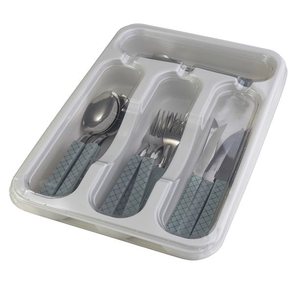 Faqueiro Martinazzo Urbano 17 peças Com Porta Talher CINZA Faqueiro Martinazzo Urbano em Metal com Cabo Plástico Cinza 16 Peças e Porta-Talher