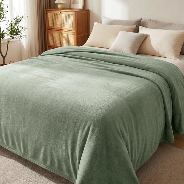 Manta Fleece Lisa Queen Verde - Andreza