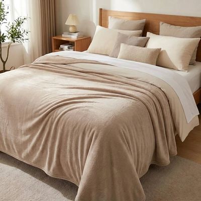 Manta Fleece Lisa Queen Bege - Andreza