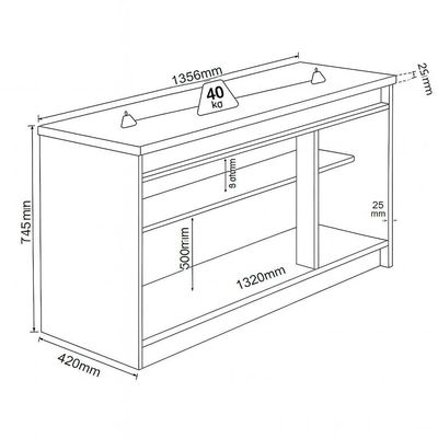 Buffet Aparador Sala De Jantar Estar 3 Portas Onix Mel Com Off White
