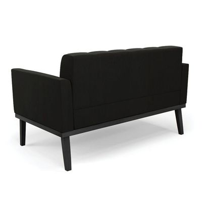Sofá Namoradeira 2 Lugares Base De Madeira Preto Elisa Suede D03 - D'rossi Cor Preto