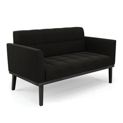Sofá Namoradeira 2 Lugares Base De Madeira Preto Elisa Suede D03 - D'rossi Cor Preto
