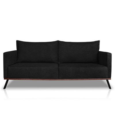Sofá Living 2 Lugares 1,80m Atlantis Bouclê Pés De Ferro - Pallazio Cor Preto