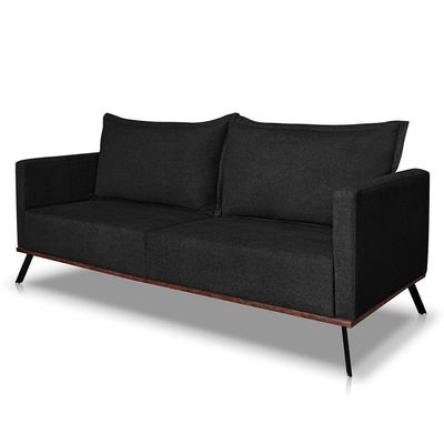 Sofá Living 2 Lugares 1,80m Atlantis Bouclê Pés De Ferro - Pallazio Cor Preto
