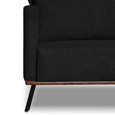 Sofá Living 2 Lugares 1,80m Atlantis Bouclê Pés De Ferro - Pallazio Cor Preto