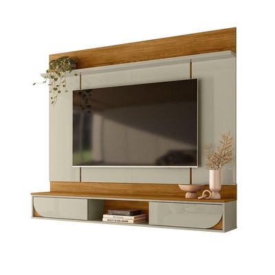 Painel Rack Bancada Aura Mdp 2 Portas Deslizantes Cumaru E Opala - Pallazio