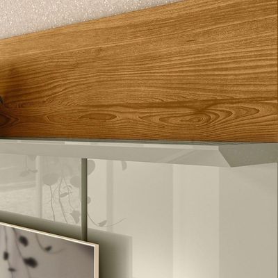 Painel Rack Bancada Aura Mdp 2 Portas Deslizantes Cumaru E Opala - Pallazio
