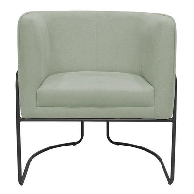 Poltrona Decorativa Betina Base Aço Preto Bouclé Verde Claro - Nexta Casa