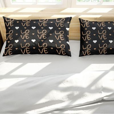 Porta Travesseiro Fronha Avulsa Estampada Golden Love 70cm X 50cm - Digital Moderno Decorativo Corações Dourado