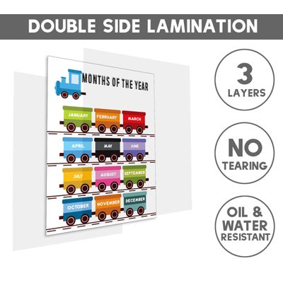 10 Pôsteres Laminados Educativos para Sala de Aula/Pré-Escola: Alfabeto, Dias da Semana, Emoções, Partes do Corpo, Estações - Traceease 27,94 Cm × 43,18 Cm / Multicolorido