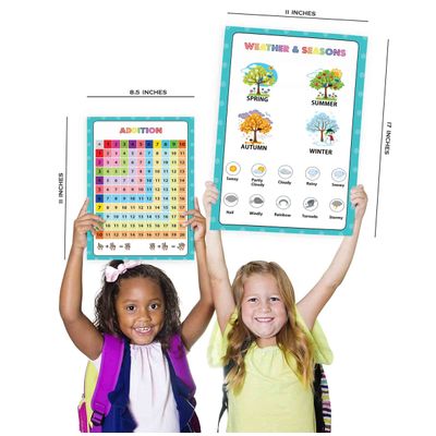 Traceease Pôster Educacional para Ensino Fundamental, Pacote 25 Pôsteres Laminados: Mapas, Sistema Solar, Tabela Periódica e Mais - S4Sassy 21,59 Cm × 27,94 Cm / Multicolorido