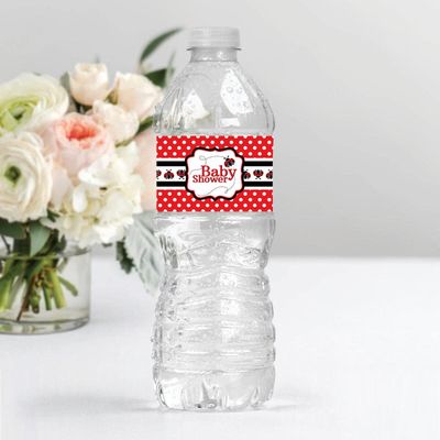 Pacote com 32 Peças, Tema Joaninha, Etiquetas Impermeáveis Autoadesivas para Garrafas de Água para Chá de Bebê (Menina) - Inkdotpot 20,32 Cm × 5,08 Cm / Branco
