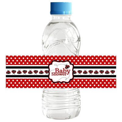 Pacote com 32 Peças, Tema Joaninha, Etiquetas Impermeáveis Autoadesivas para Garrafas de Água para Chá de Bebê (Menina) - Inkdotpot 20,32 Cm × 5,08 Cm / Branco