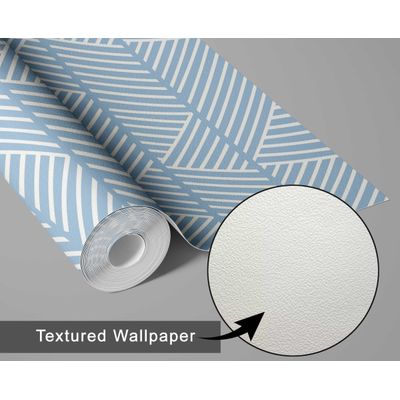 Papel de Parede Vinílico Autoadesivo (Papel Contato) Removível Listras Geométricas Impermeável Azul para Quartos e Salas - S4Sassy 63,5 cm (L) × 152,4 cm (C) / Azul - Vinil Texturizado