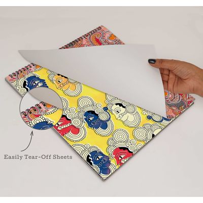 25 Folhas Papel Kalamkari para Scrapbook Lado Único, Cartão Colorido para DIY, Fundo Decorativo, Papel para Diário - Inkdotpot 15,24 Cm × 15,24 Cm / Multicolorido