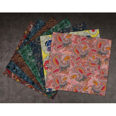 25 Folhas Papel Kalamkari para Scrapbook Lado Único, Cartão Colorido para DIY, Fundo Decorativo, Papel para Diário - Inkdotpot 15,24 Cm × 15,24 Cm / Multicolorido