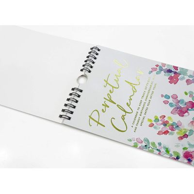 Calendário Perpétuo Floral Enfeite de Parede para Aniversário, Lembrete de Eventos, Detalhe Dourado, Planejador/Organizador - Inkdotpot 27,94 Cm × 13,72 Cm / Multicolorido