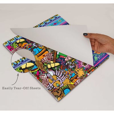 Bloco 25 Folhas Tema Indiano para Scrapbook - Papel Lado Único - Papel Cartão Colorido para Scrapbooking, para Cartões e Diários - Inkdotpot 30,48 Cm × 30,48 Cm / Multicolorido