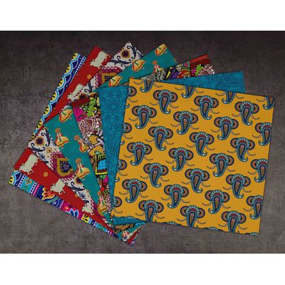 Bloco 25 Folhas Tema Indiano para Scrapbook - Papel Lado Único - Papel Cartão Colorido para Scrapbooking, para Cartões e Diários - Inkdotpot 30,48 Cm × 30,48 Cm / Multicolorido