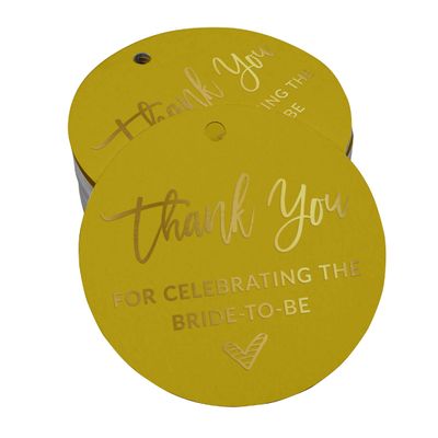 Etiqueta Pendurada de Papel Metalizado Obrigada por Celebrar a Futura Noiva para Lembrancinha de Chá de Noiva - Inkdotpot 50 Etiquetas Metalizadas / Dourado - Prata
