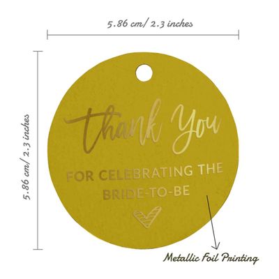 Etiqueta Pendurada de Papel Metalizado Obrigada por Celebrar a Futura Noiva para Lembrancinha de Chá de Noiva - Inkdotpot 50 Etiquetas Metalizadas / Dourado - Prata