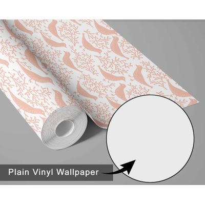 Papel de Parede Vinil Removível com Estampa de Pássaro e Coral, Impermeável para Decoração - S4Sassy 63,5 cm (L) × 152,4 cm (C) / Laranja - Vinil Liso