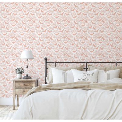 Papel de Parede Vinil Removível com Estampa de Pássaro e Coral, Impermeável para Decoração - S4Sassy 63,5 cm (L) × 152,4 cm (C) / Laranja - Vinil Liso