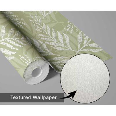 Papel de Parede Autoadesivo com Estampa de Folhas, Papel Contact Vinílico Impermeável, Verde, Removível, Ideal para Locatários - S4Sassy 63,5 cm (L) × 609,6 cm (C) / Verde - Vinil Texturizado