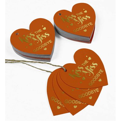 Tag de Papel Metalizado para Lembrancinha de Chá de Despedida de Solteira 'Dê um Beijo de Despedida à Solteira' - Inkdotpot 50 Etiquetas Metalizadas / Laranja - Dourado
