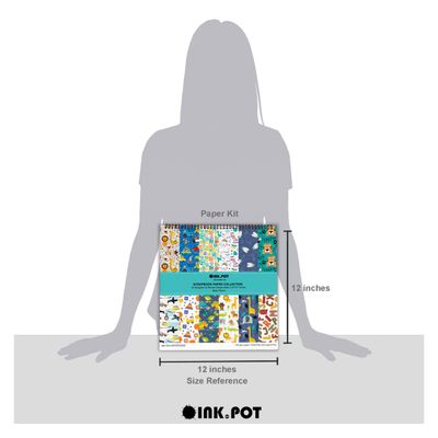 Bloco de 25 Folhas Tema Bebê para Scrapbook Lado Único, Papel Cartão Colorido, Fundos Decorativos, Cartões e Diário - Inkdotpot 30,48 Cm × 30,48 Cm / Multicolorido