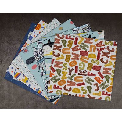 Bloco de 25 Folhas Tema Bebê para Scrapbook Lado Único, Papel Cartão Colorido, Fundos Decorativos, Cartões e Diário - Inkdotpot 30,48 Cm × 30,48 Cm / Multicolorido