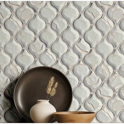 Revestimento de Parede Vintage Mosaico Liso Impermeável, Contact Estampa Arabesco para Backsplash, Vinil Autoadesivo, DIY, Branco - S4Sassy 63,5 cm (L) × 914,4 cm (C) / Branco - Vinil Liso