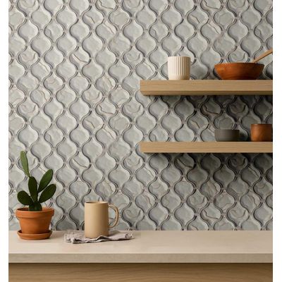 Revestimento de Parede Vintage Mosaico Liso Impermeável, Contact Estampa Arabesco para Backsplash, Vinil Autoadesivo, DIY, Branco - S4Sassy 63,5 cm (L) × 914,4 cm (C) / Branco - Vinil Liso