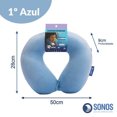 Kit 2 Almofadas de Pescoço Infantil Sonos Lilás e Azul