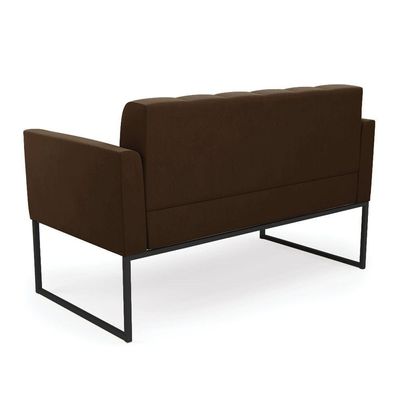 Kit 1 Sofá Namoradeira E 1 Poltrona Elisa Suede Base Metálica Industrial Preto - D'rossi Cor Marrom