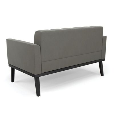 Sofá Namoradeira 2 Lugares Base De Madeira Preto Elisa Suede Grafite D03 - D'rossi