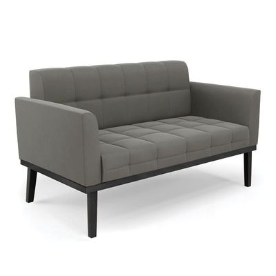 Sofá Namoradeira 2 Lugares Base De Madeira Preto Elisa Suede Grafite D03 - D'rossi