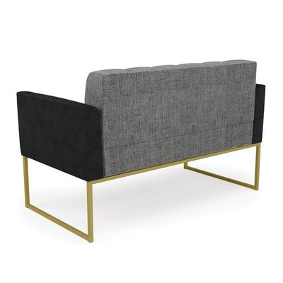 Sofá Namoradeira 2 Lugares Base Industrial Dourado Elisa Preto-linho Grafite A26 D03 - D'rossi