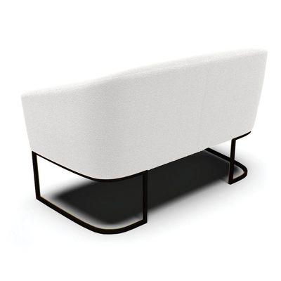 Sofá Namoradeira E 2 Poltronas Base Industrial Preto Stella Bouclê D03 - D'rossi Cor Off White