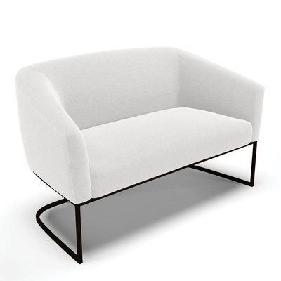 Sofá Namoradeira E 2 Poltronas Base Industrial Preto Stella Bouclê D03 - D'rossi Cor Off White