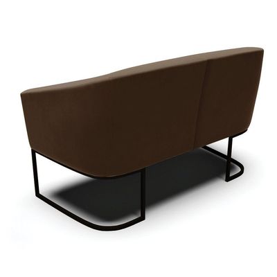 Sofá Namoradeira 2 Lugares Base Industrial Preto Stella Suede D03 - D'rossi Cor Marrom