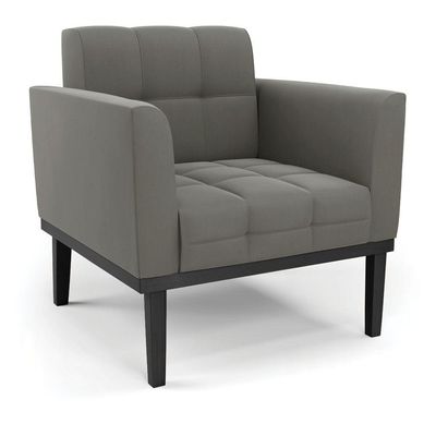 Sofá Namoradeira E 2 Poltronas Base De Madeira Preto Elisa Suede Grafite D03 - D'rossi