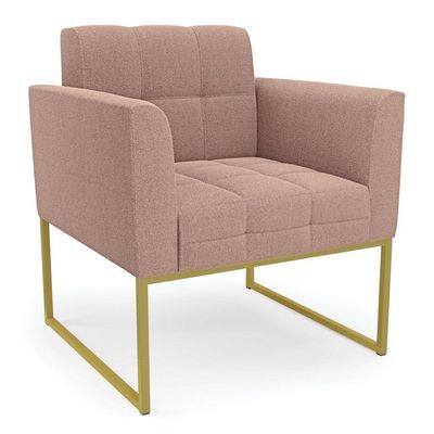 Namoradeira E 2 Poltronas Industrial Dourado Elisa Bouclê D03 - D?rossi Cor Rose